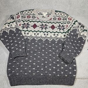 Hand Knit Wool Grandpa Sweater Mens L Safari Travel Chunky Vtg Banana Republic